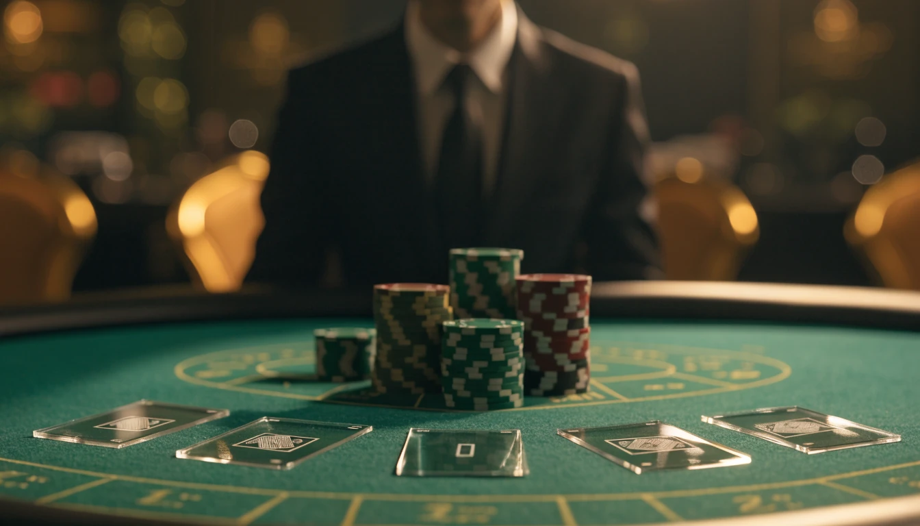 Eleganter Live-Baccarat-Tisch mit Dealer im Casino-Studio